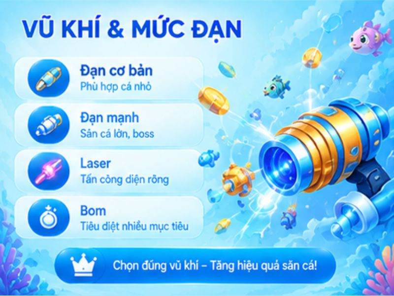 Vũ Khí Và Mức Đạn Trong Bắn Cá Xèng LLWIN