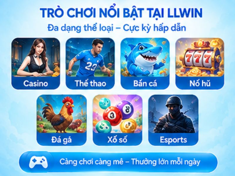 đa dạng trò chơi nổi bật tại LLWIN